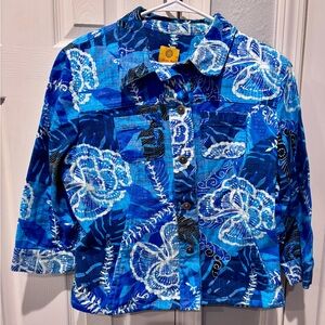 Ruby Rd. Blue and White Patterned Jacket